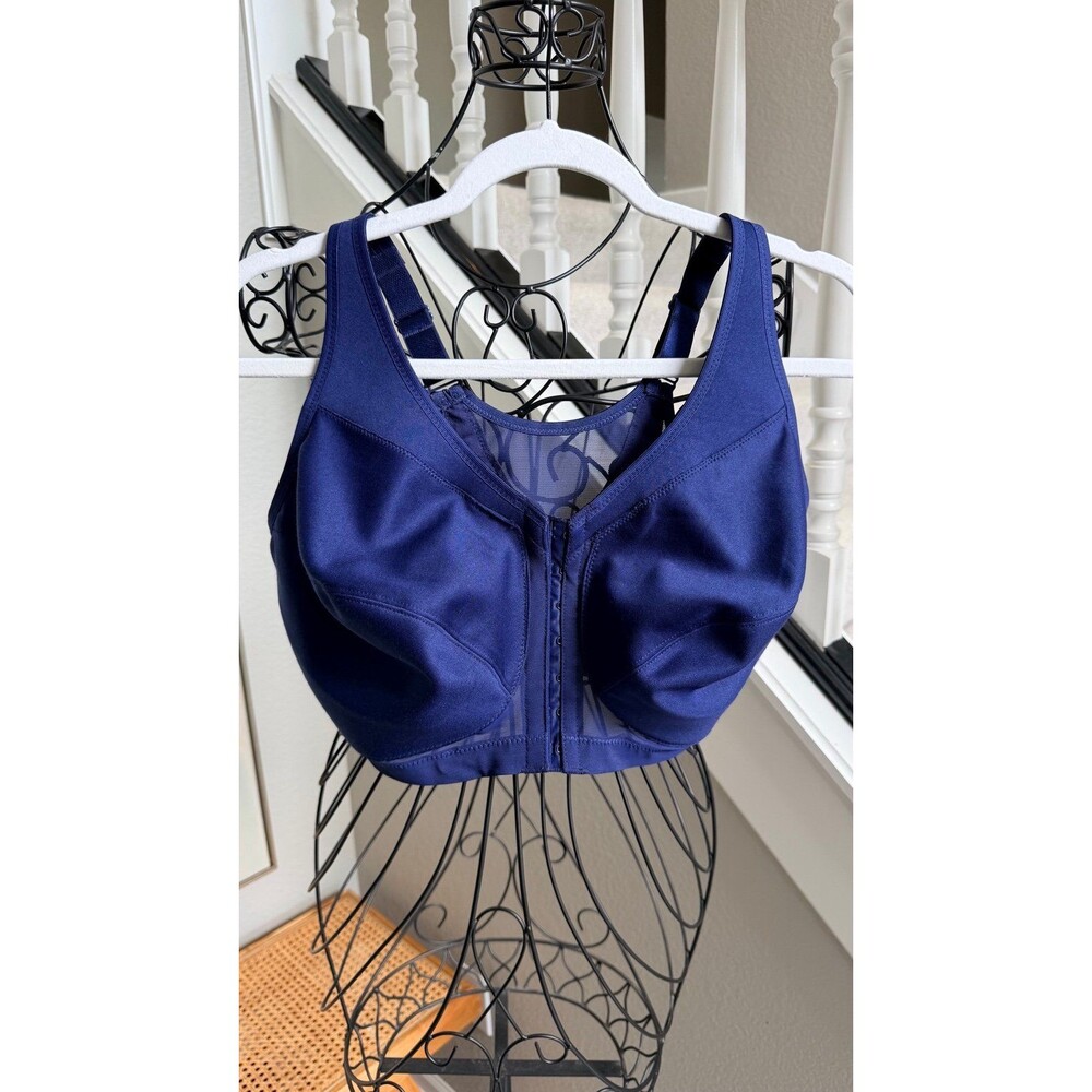 Glamorise MagicLift Posture Back Front-Closure Full Figure Bra Navy 42G